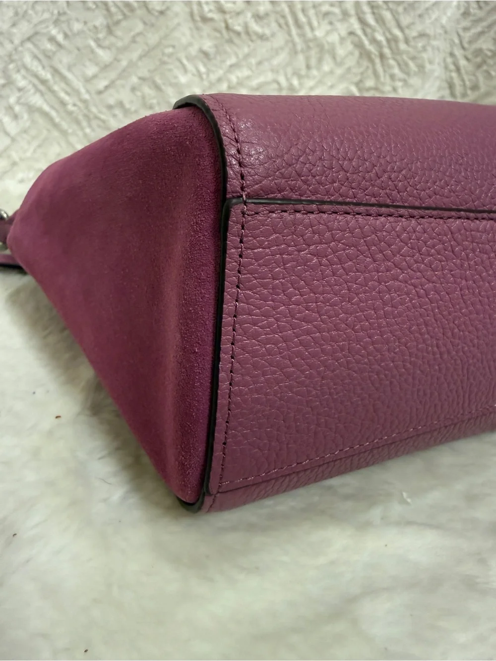 Coach Plum Leather Satchel with Detachable Strap